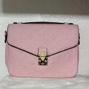 Light Pink Flowers Leather Crossbody Bag